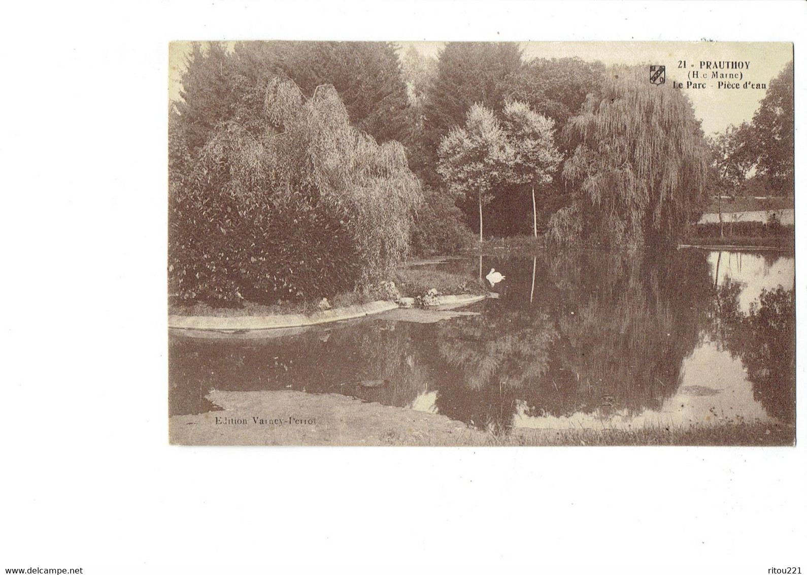 Cpa - 52 - PRAUTHOY - Les Parcs - Pièce D'eau - Cygne - N°21 Vaines Perrot - 1920 - Prauthoy