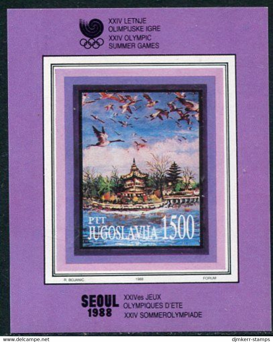 YUGOSLAVIA 1988 Olympic Games, Seoul MNH / **.  Michel Block 32 - Ungebraucht