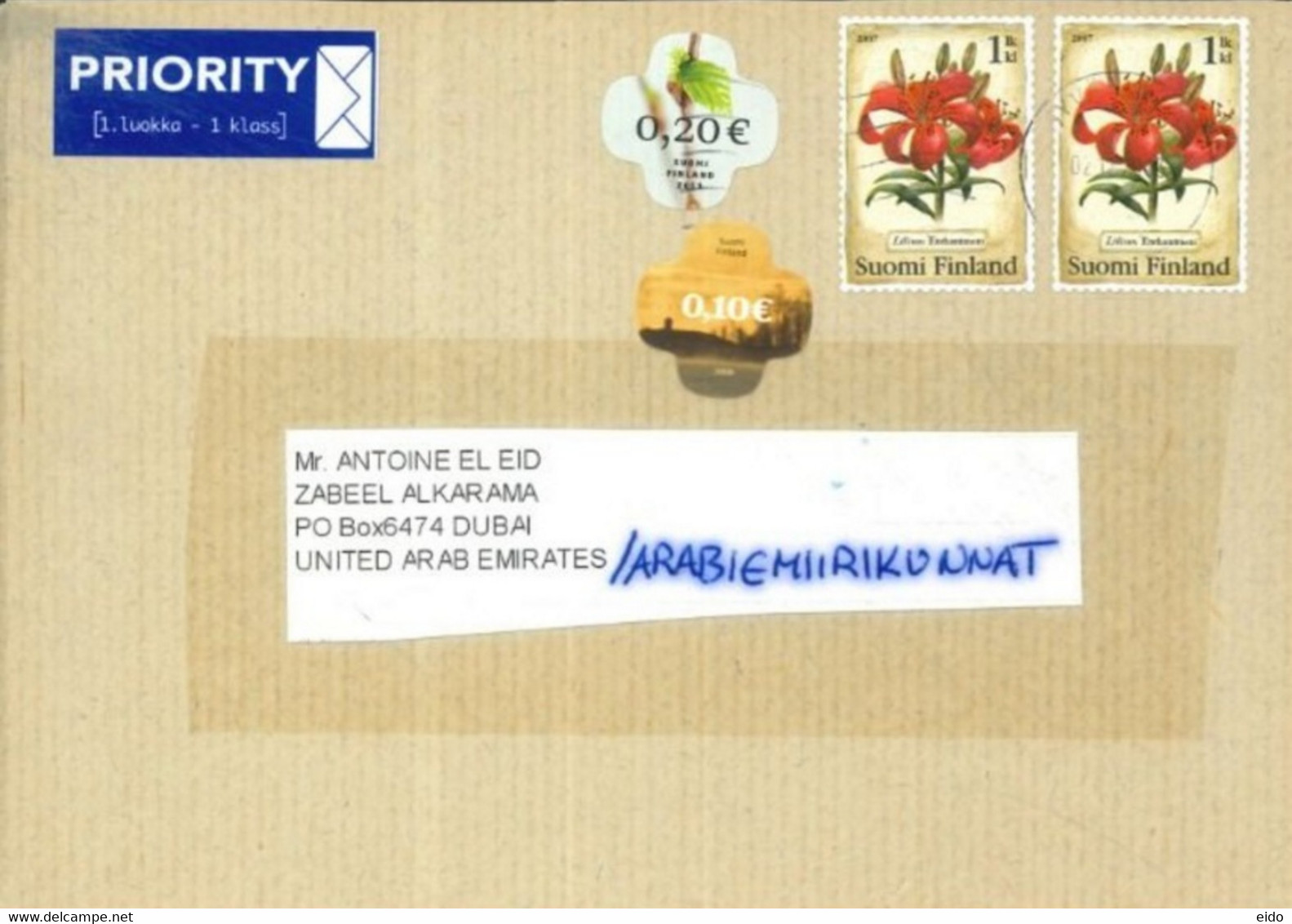 FINLAND - 2013 -  STAMPS COVER TO DUBAI. - Lettres & Documents