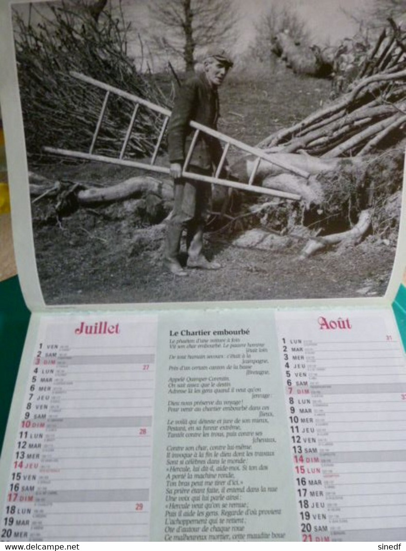 Calendrier 1994 OBERTHUR Photo Martin NB Campagne Labour, Faucheurs Battage Faux Fables La Fontaine  Facteur PTT POSTE - Grand Format : 1991-00