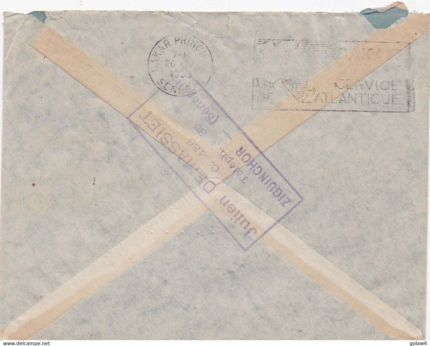 30889# MAURITANIE LETTRE Obl ZIGUINCHOR SENEGAL 1953 Pour DAKAR STATION SERVICE ATLANTIQUE - Cartas & Documentos