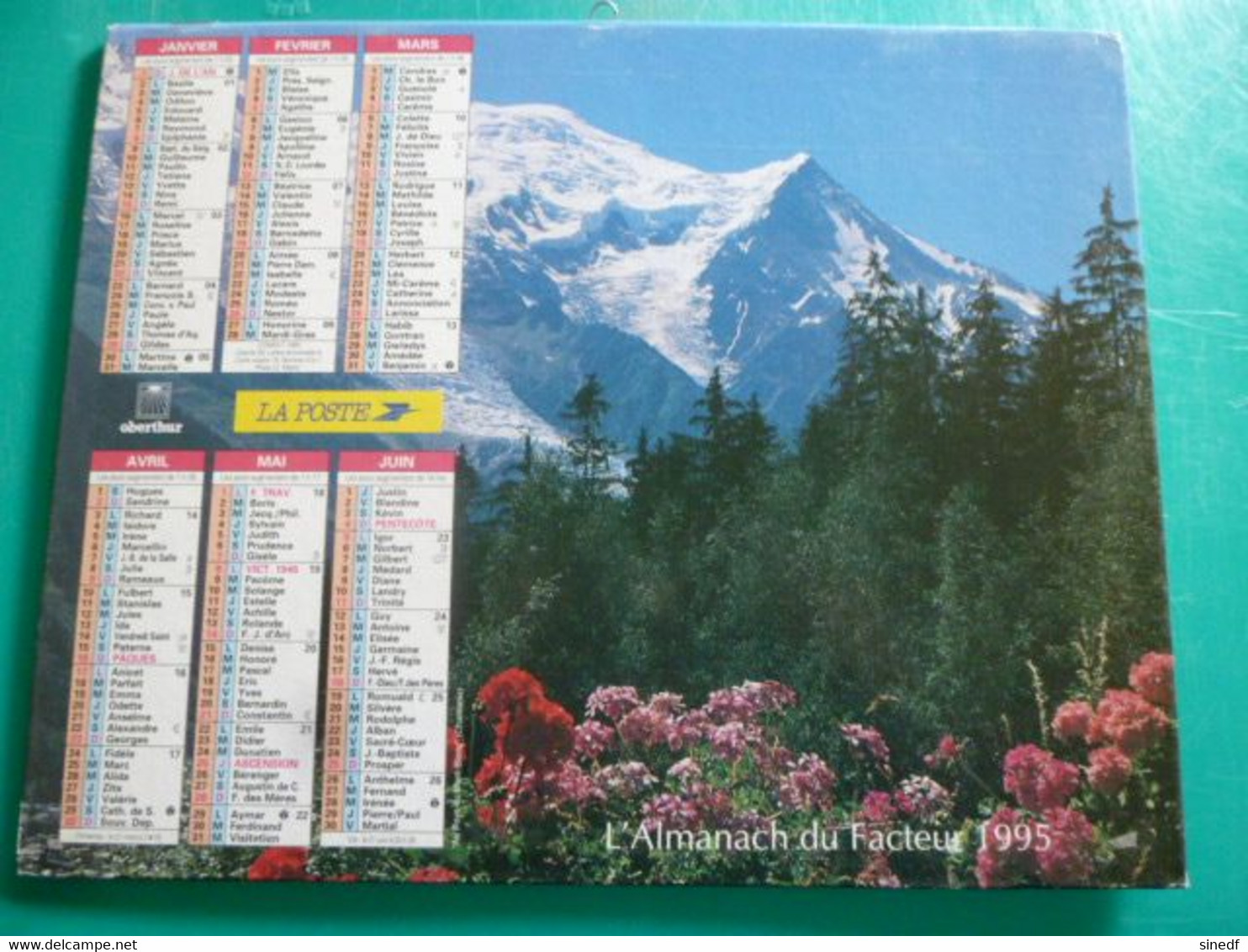 Calendrier Oberthur  1995  Pays Mont Blanc Chamonix Et Hallsatt Autriche Almanach  Facteur Sarthe  PTT POSTE - Grand Format : 1991-00