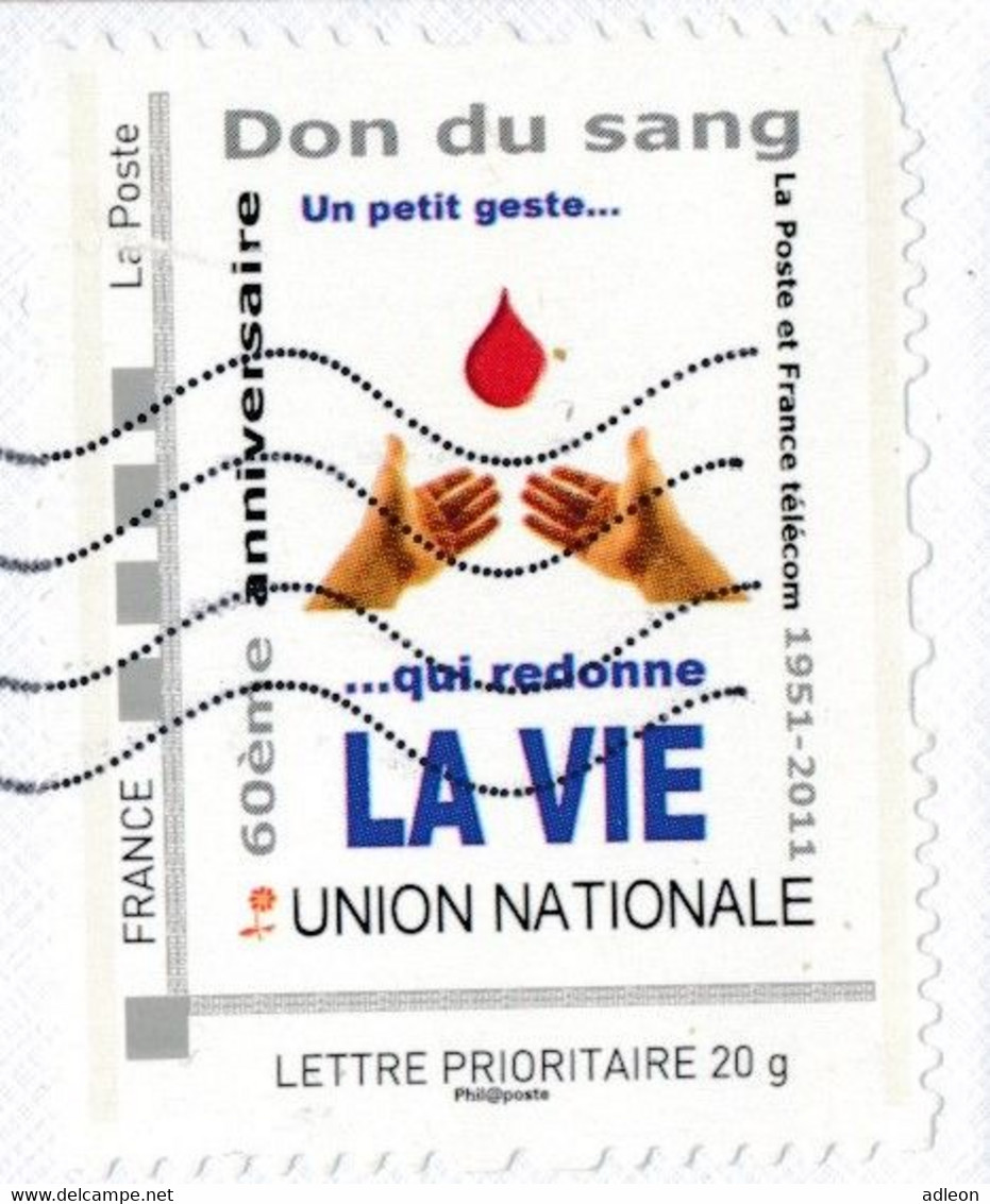 France-IDTimbres - Union Nationale Don Du Sang - YT IDT 13 Sur Lettre Du 06-02-2013 - Brieven En Documenten