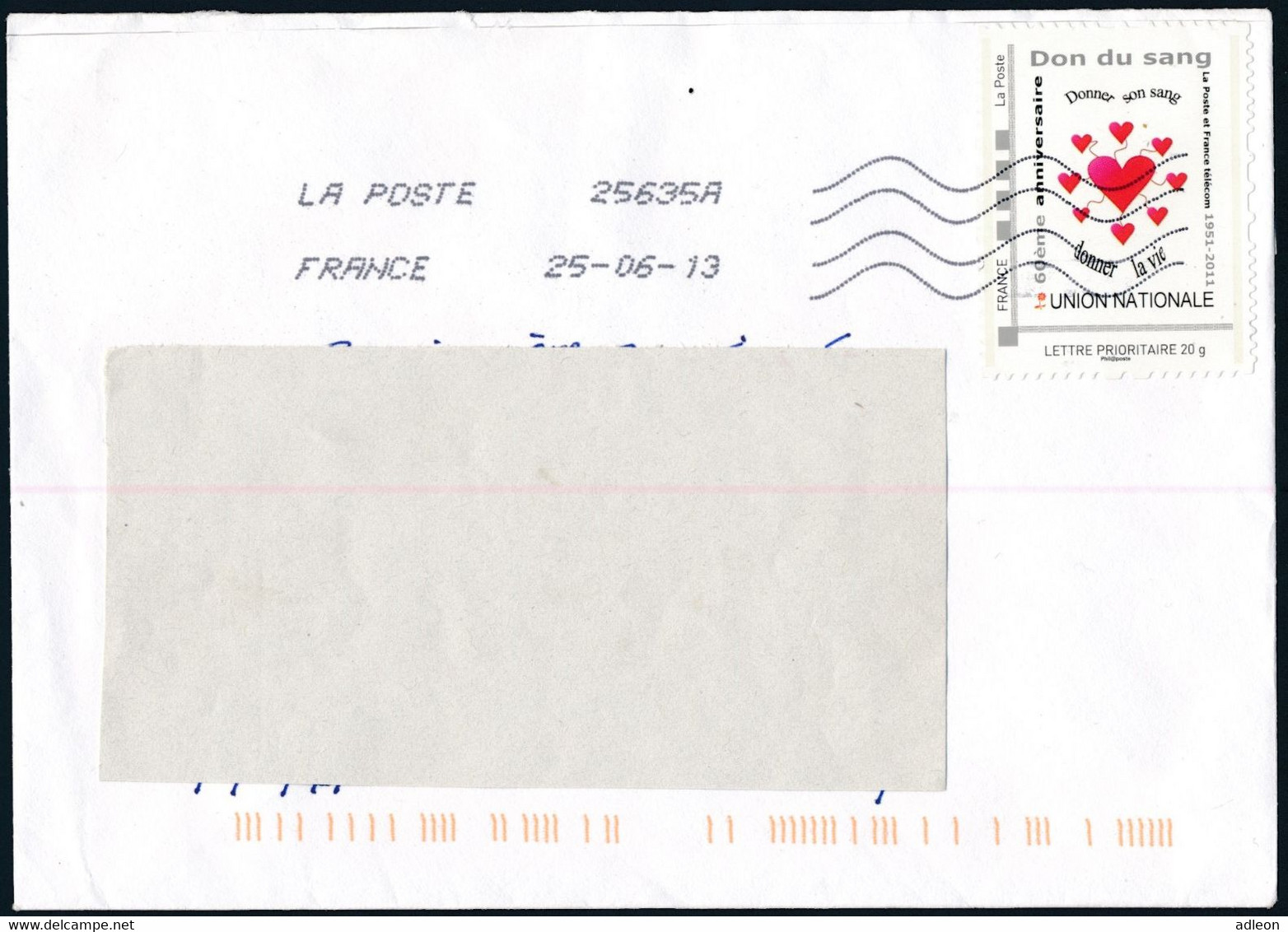 France-IDTimbres - Union Nationale Don Du Sang - YT IDT 13 Sur Lettre Du 25-06-2013 - Cartas & Documentos