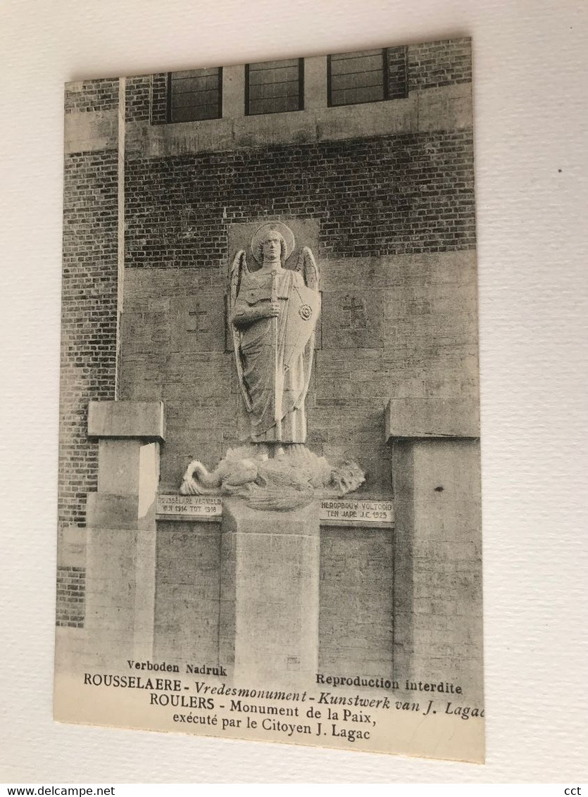 Rousselare    Roeselare  Vredesmonument De La Paix  Kunstwerk Van J Lagae - Röselare