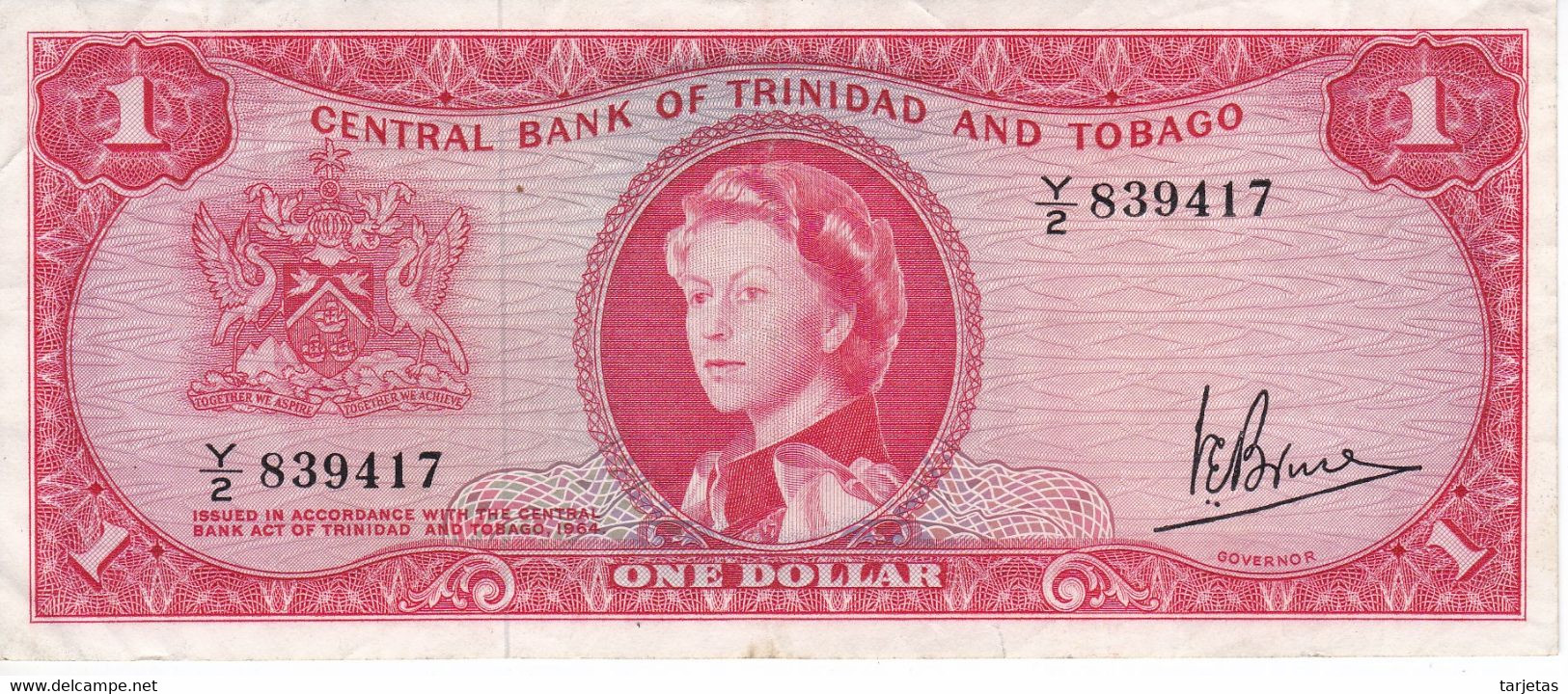 BILLETE DE TRINIDAD Y TOBAGO DE 1 DOLAR DEL AÑO 1964 (BANKNOTE) - Trinidad & Tobago