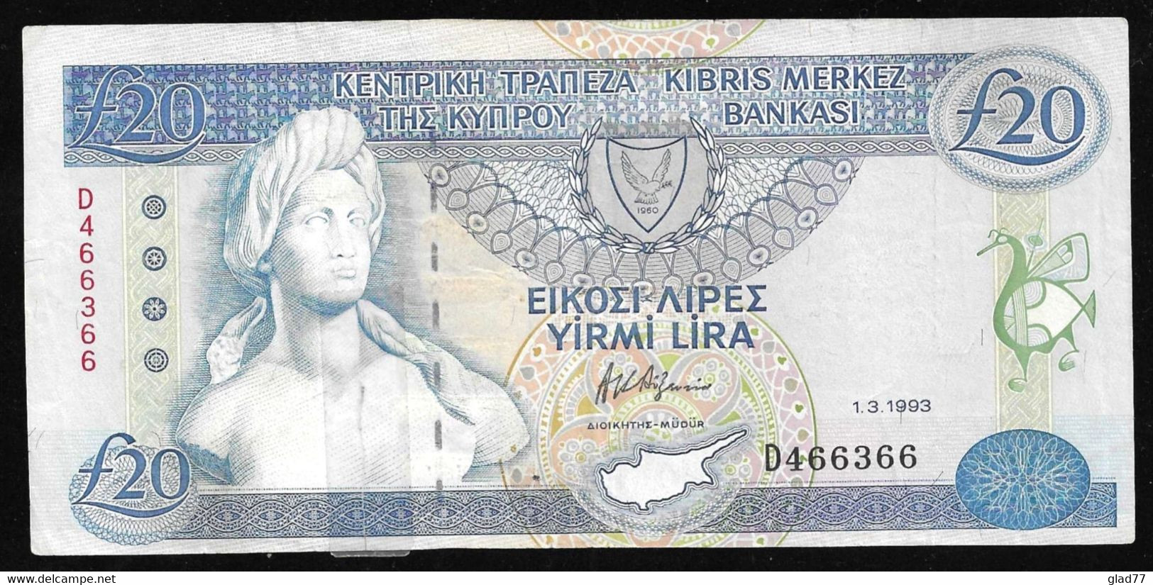 Cyprus  20 Pounds 1.3.1993  VF+++/XF! - Chypre