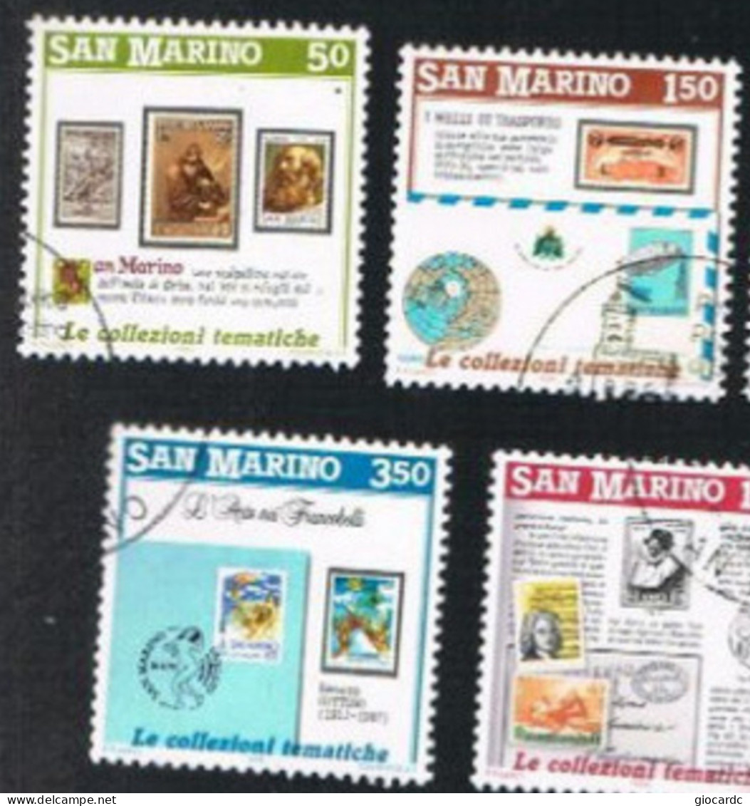 SAN MARINO - UNIF. 1223.1227 - 1988  INVITO ALLA FILATELIA: TEMATICA    (COMPLET SET OF 5) - USED° - Used Stamps