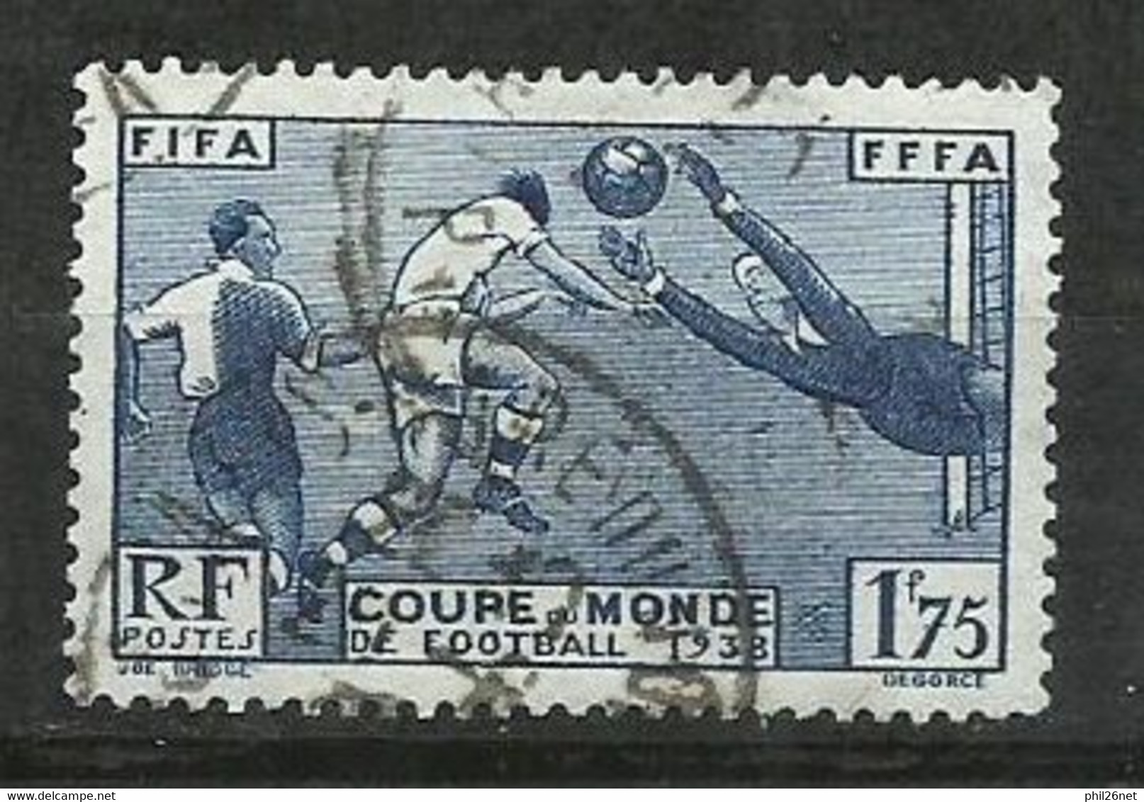 France N° 396  Football Coupe Du Monde Paris  1938    Oblitéré B/T B      Voir Scans      Soldé ! ! ! - 1938 – Frankreich
