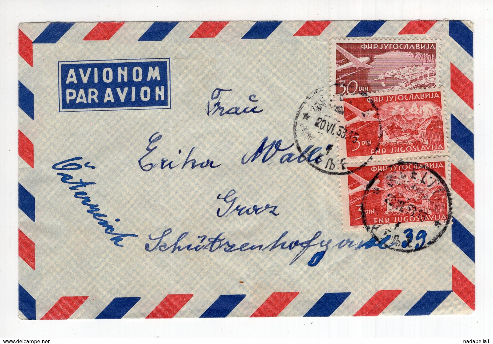 1958. YUGOSLAVIA,SLOVENIA,CELJE,AIRMAIL COVER TO AUSTRIA - Luftpost