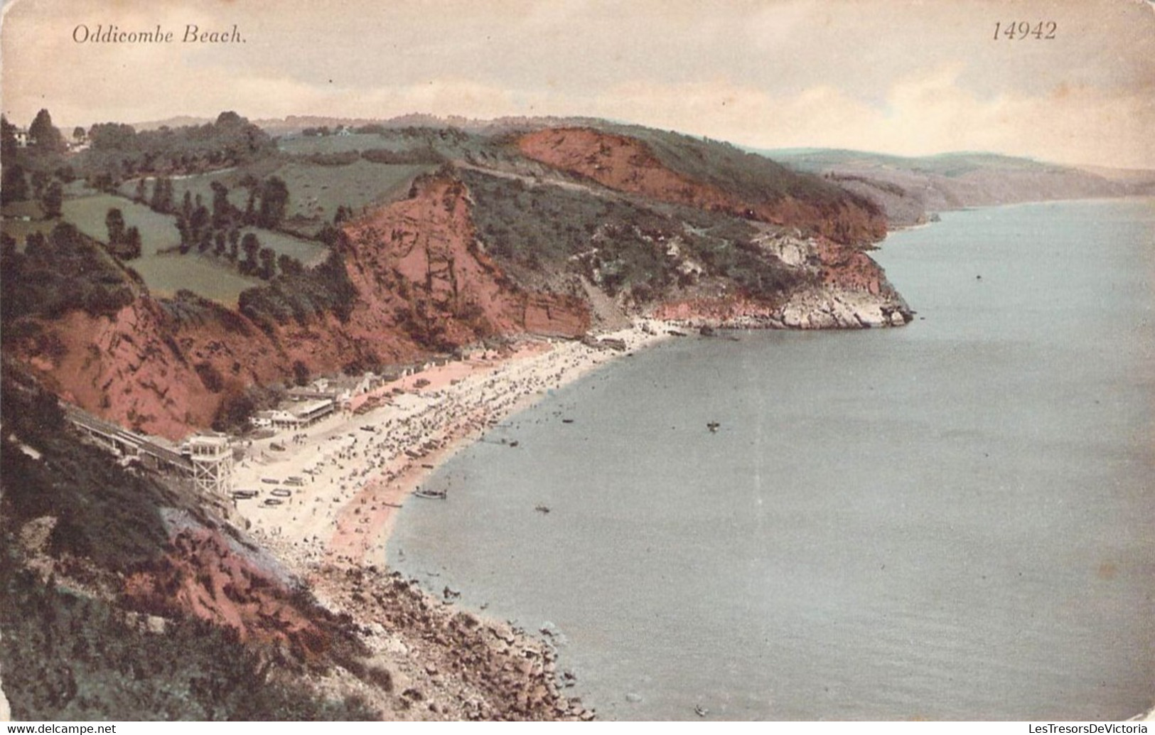 CPA Royaume Uni - Angleterre - Devon - Torquay - Oddicombe Beach - Colorisée - Mer - Plage - Paysage - Vue D'ensemble - Torquay