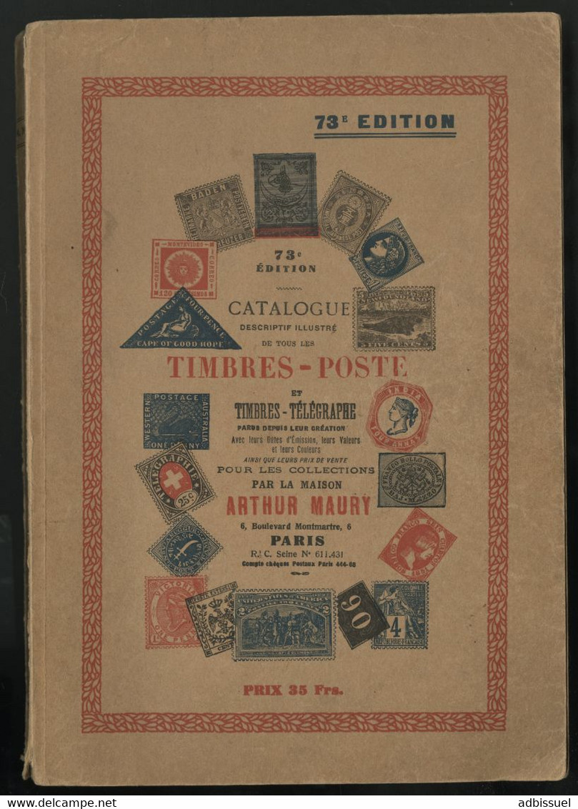 MAURY 1937 73 ème édition Du Catalogue Des Timbres - Poste Du Monde Avec 555 Pages. TB - Filatelia E Storia Postale