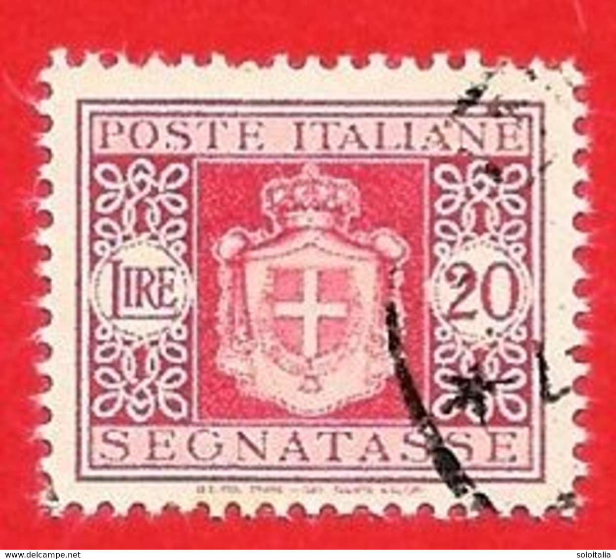 1945 (96) Segnatasse Stemma Senza Fasci Filigrana Ruota Lire 20 (usato) - Postage Due