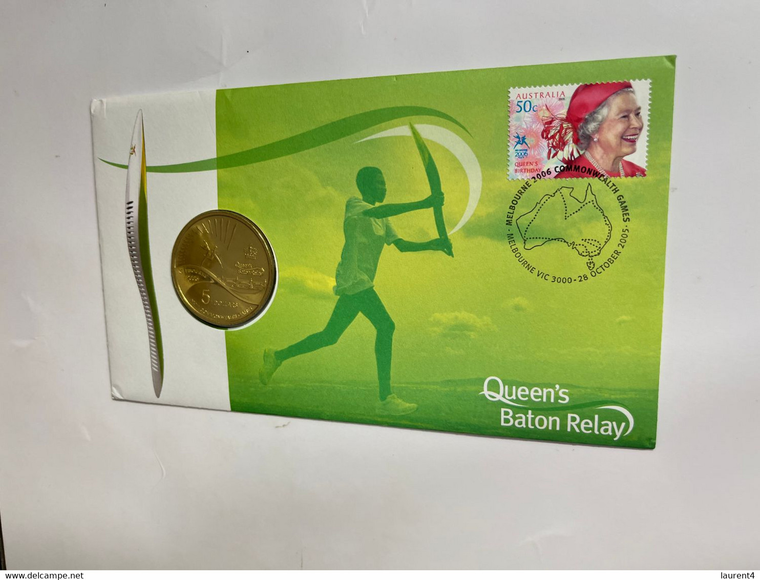 (4 M 38) Australian FDC $ 5.00 Coin Cover Queen's Baton Relay (Commonwealth Games) 2005 - Australia Post RRP Was $ 14.95 - 5 Dollars