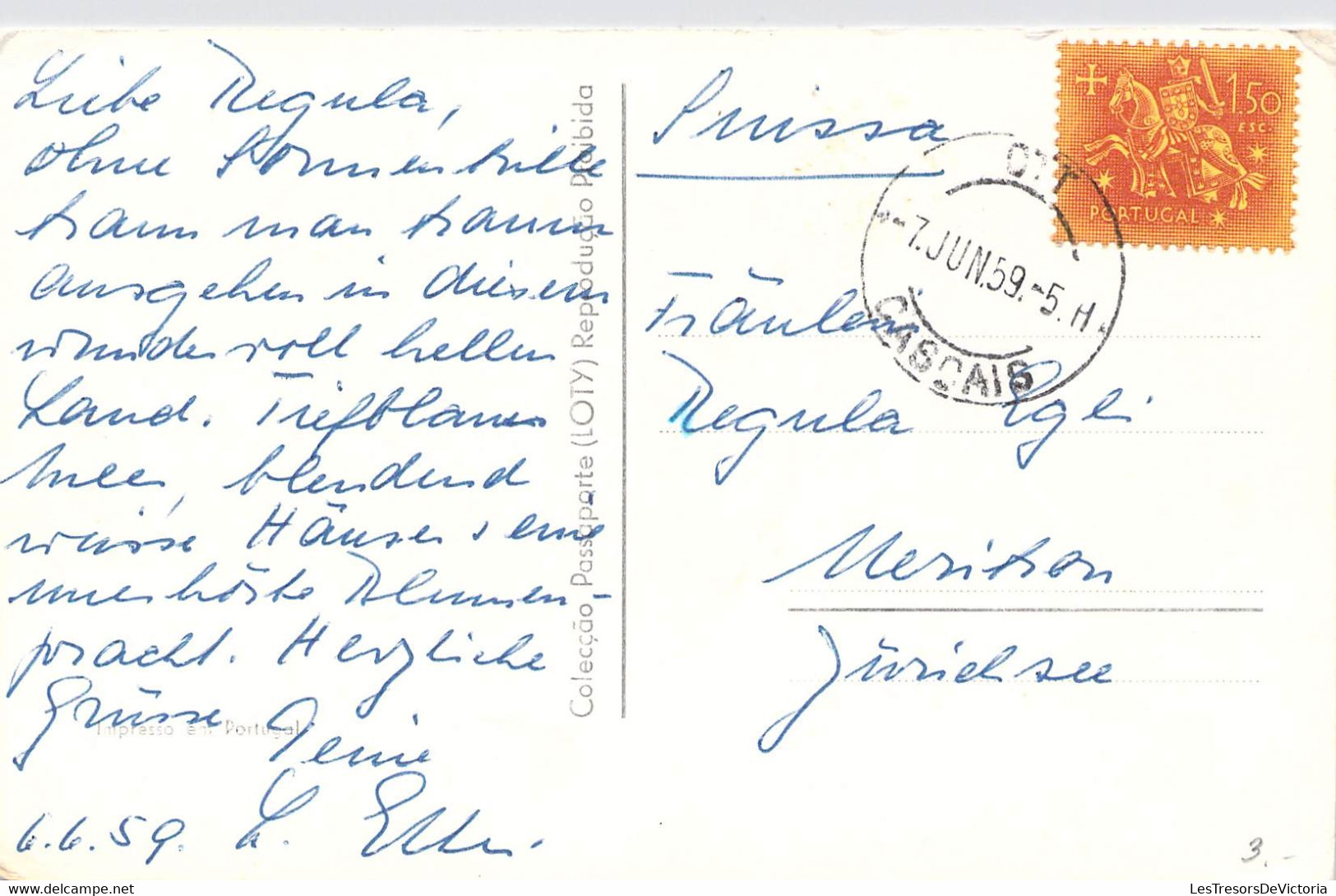 CPA Portugal - Lisboa - Cascais - Igreja De Nossa Senhora Da Assunçao - Colecçao Passaporte - Oblitérée 1959 Cascais - Lisboa