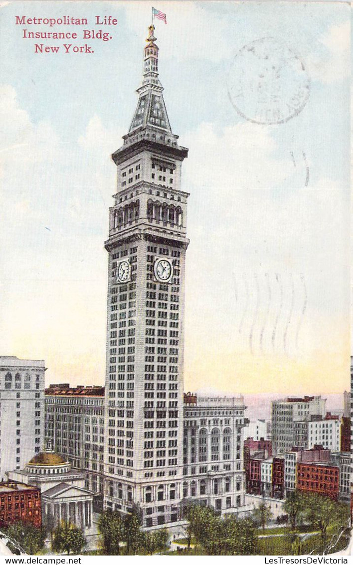 CPA USA - New York City - Metropolitan Life - Insurance Buildings - Oblitérée 1910 - Success Postal Card Co. - Colorisée - Other Monuments & Buildings