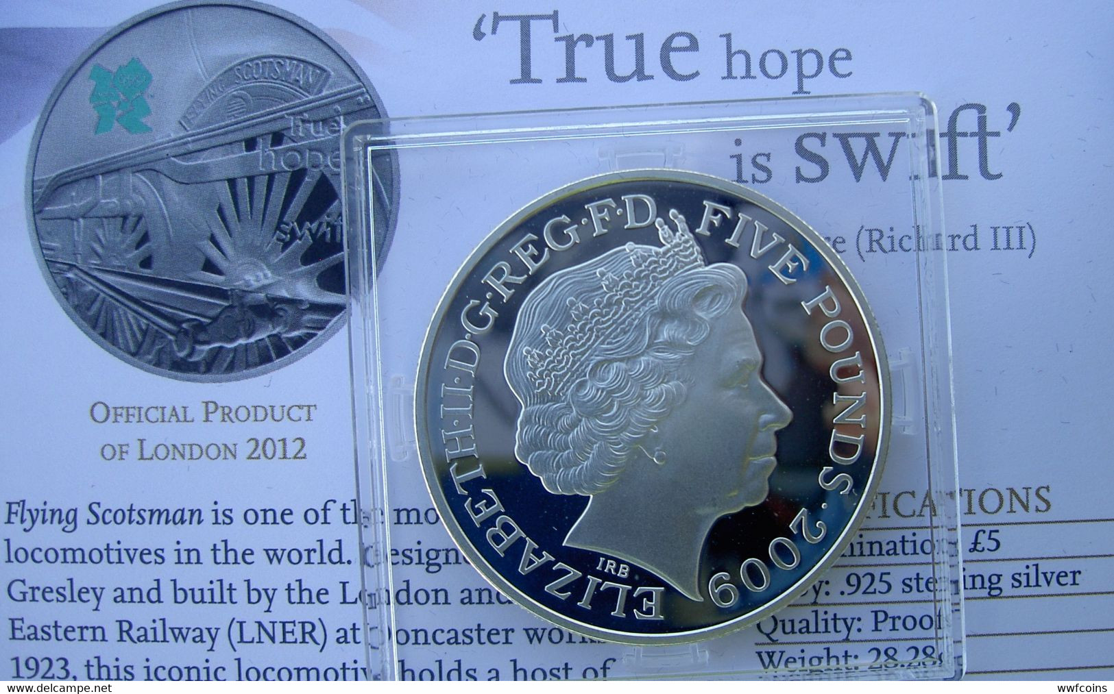 GREAT BRITAIN 5 P 2009 ARGENTO PROOF SILVER TRUE HOPE IS SWIFT OLYMPIC GAMES PESO 28,28g TITOLO 0,925 CONSERVAZIONE FOND - Maundy Sets & Gedenkmünzen