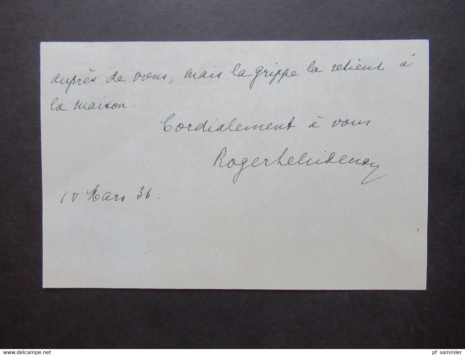 Frankreich 1936 Karte Mit Absender Adresse 114 Avenue Des Champs-Elysées "Mon Cher President" Mit Unterschrift Roger Le - Historical Documents