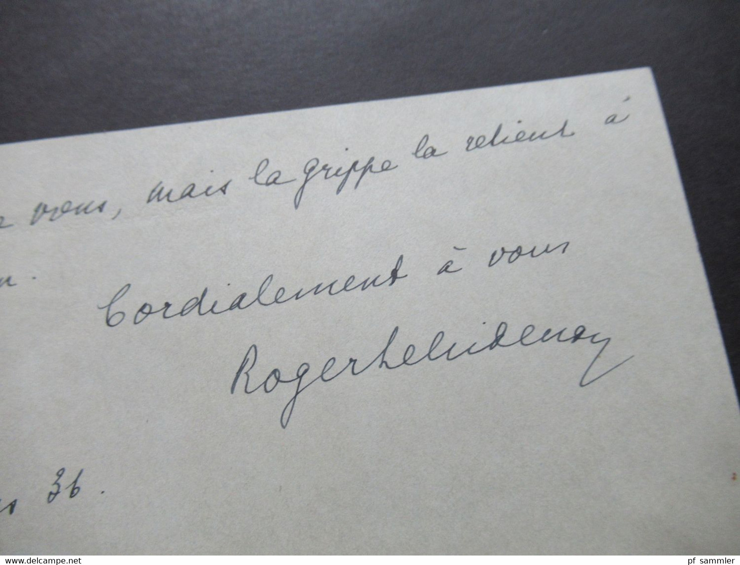 Frankreich 1936 Karte Mit Absender Adresse 114 Avenue Des Champs-Elysées "Mon Cher President" Mit Unterschrift Roger Le - Historical Documents