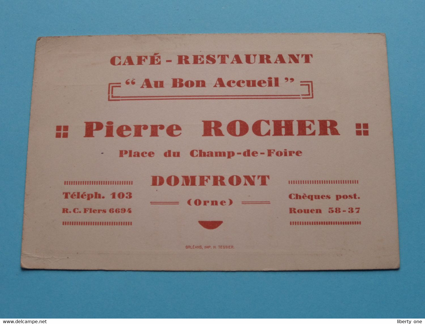Café-Restaurant " Au Bon Accueil " PIERRE ROCHER > DOMFRONT ( Orne ) > ( Voir / Zie Scan ) ! - Visiting Cards