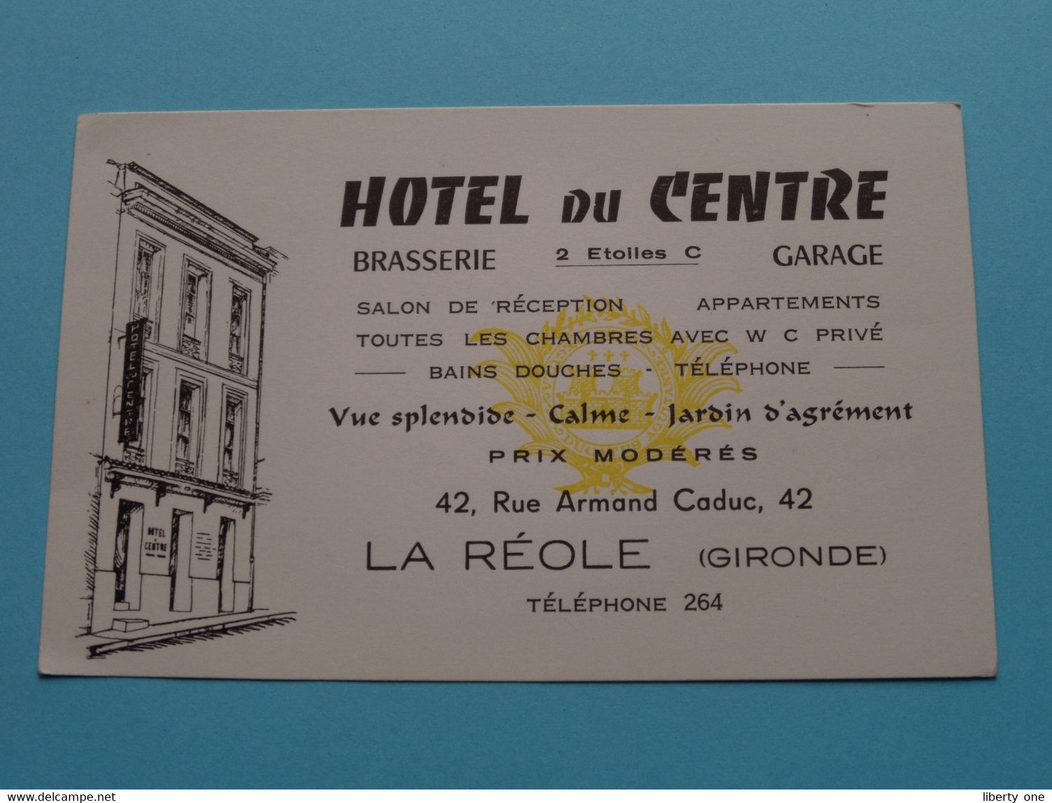 Hotel Du CENTRE > La Réole ( Gironde ) Tél 264 ( Voir / Zie Scan ) ! - Visiting Cards