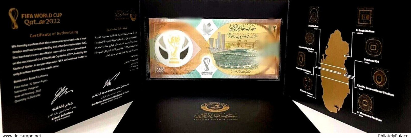 Qatar - 22 Riyals 2022 UNC In Folder - FIFA WORLD CUP QATAR - Polymer (**) Presentation Pack Official - Qatar