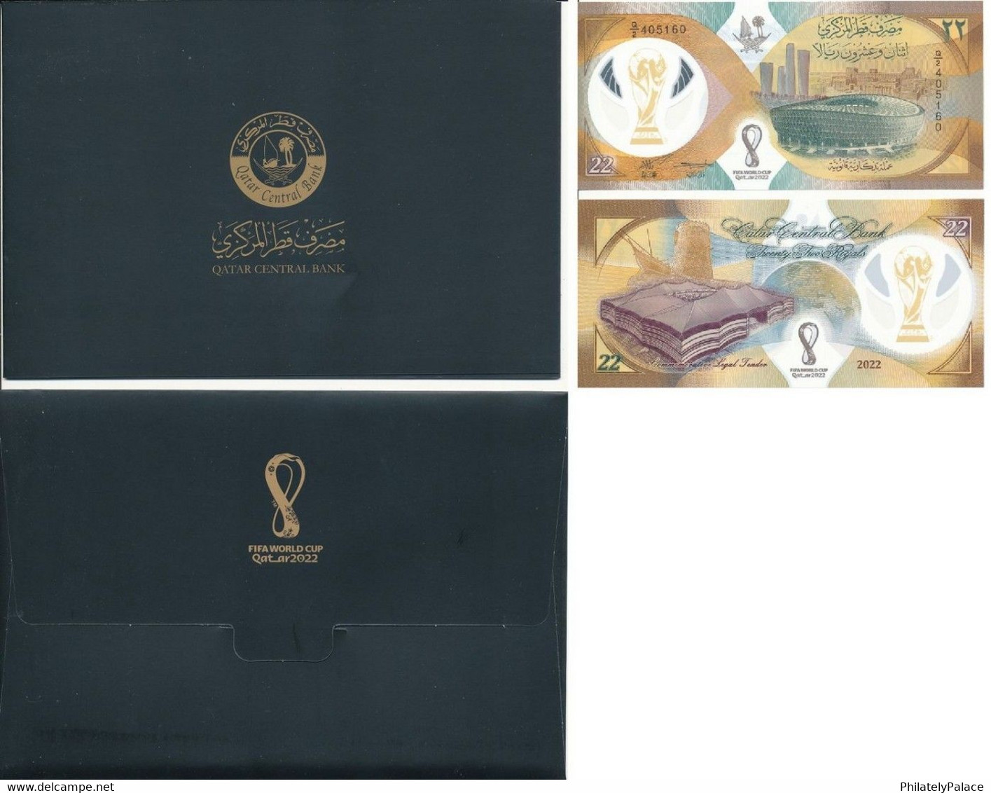 Qatar - 22 Riyals 2022 UNC In Folder - FIFA WORLD CUP QATAR - Polymer (**) Presentation Pack Official - Qatar