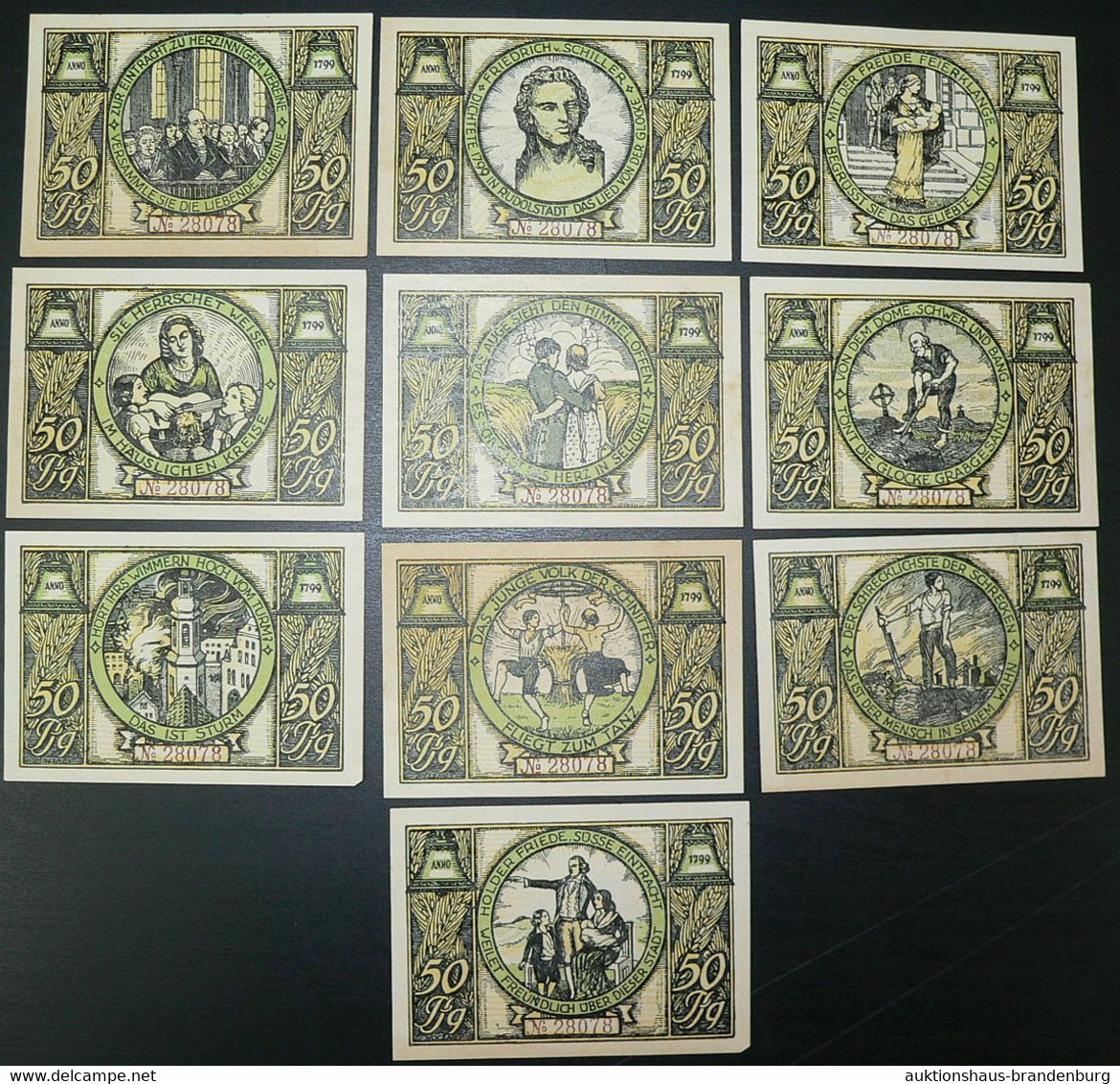 Rudolstadt: 10x 50 Pfennig - Bis 1.1.1922 - Alle Mit KN 028078 ! - Sammlungen