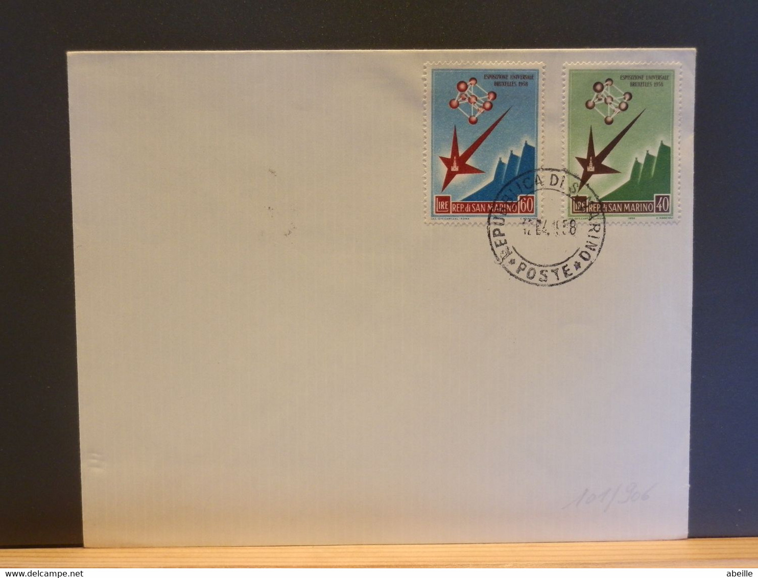 101/906  FDC   SAN MARINO 1958 - 1958 – Bruxelles (Belgio)