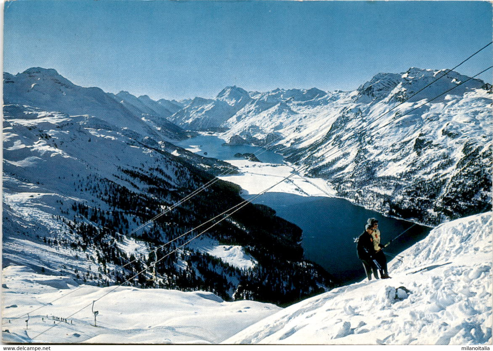 Silvaplana-Corvatsch - Giand'alva Skilift Mit Oberengadiner Seen (1129) * 22. 9. 1966 - Silvaplana