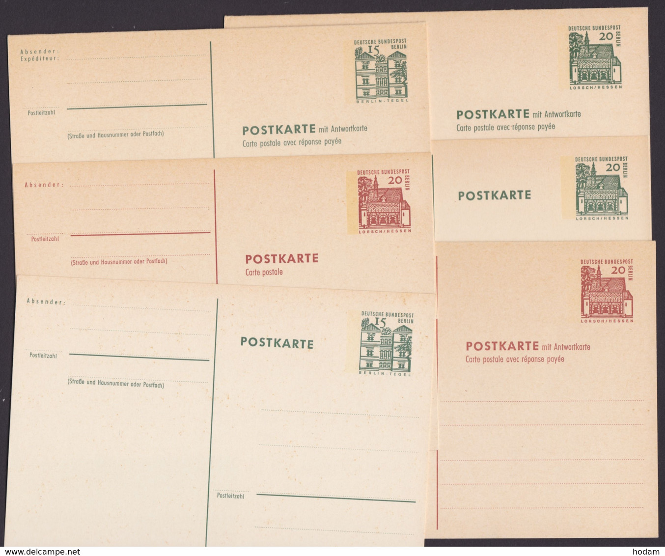 P 64/9 "kleine Bauten", Alle 6 Karten Mit Doppelkarten Komplett, Ungebraucht - Cartes Postales - Neuves