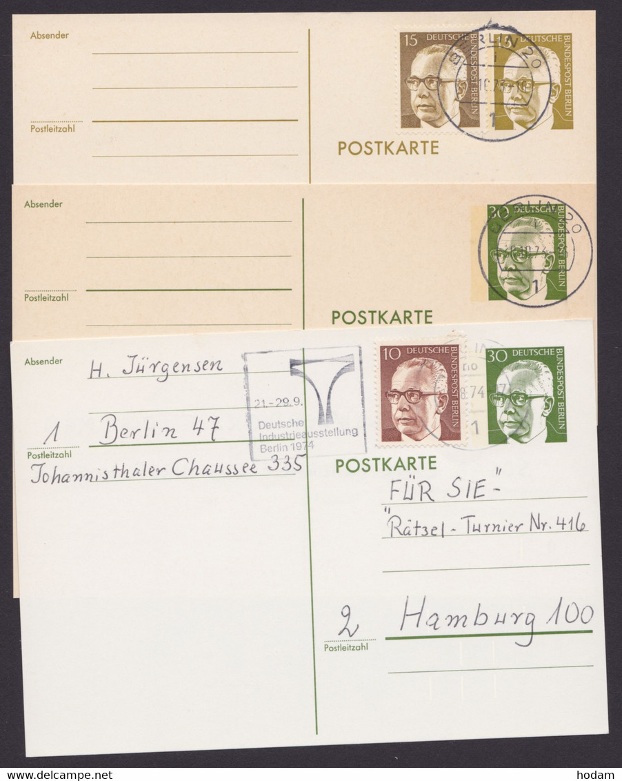 P 90a, P 91 A,b, 2x Mit Zusatzfrankatur, 2x Ohne Text - Postkarten - Gebraucht