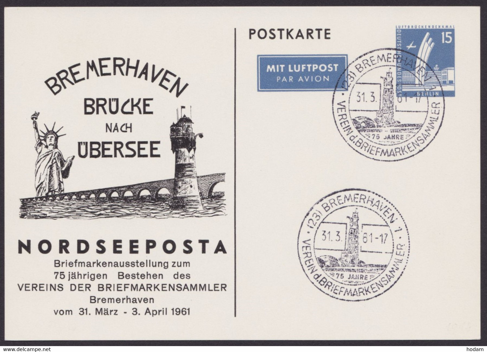 PP 19 D 2/02 "Norseeposta", 1961, Pass. Sst. - Cartes Postales Privées - Oblitérées