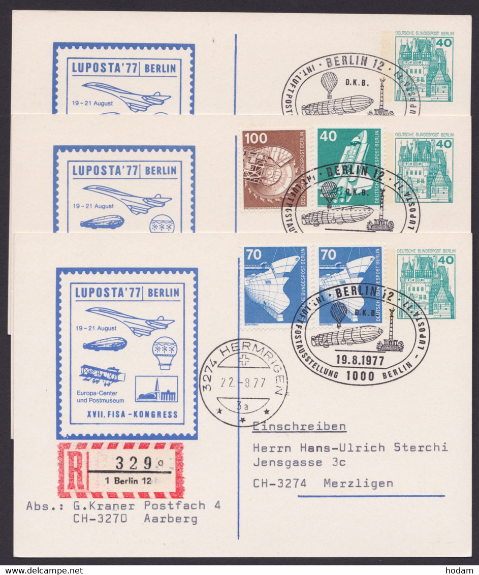 PP 79 D 2/02 "Luposta 77", 3x In Die Schweiz, Ankunft, 2x R-Karte Mit Guter Zusatzfrankatur - Postales Privados - Usados