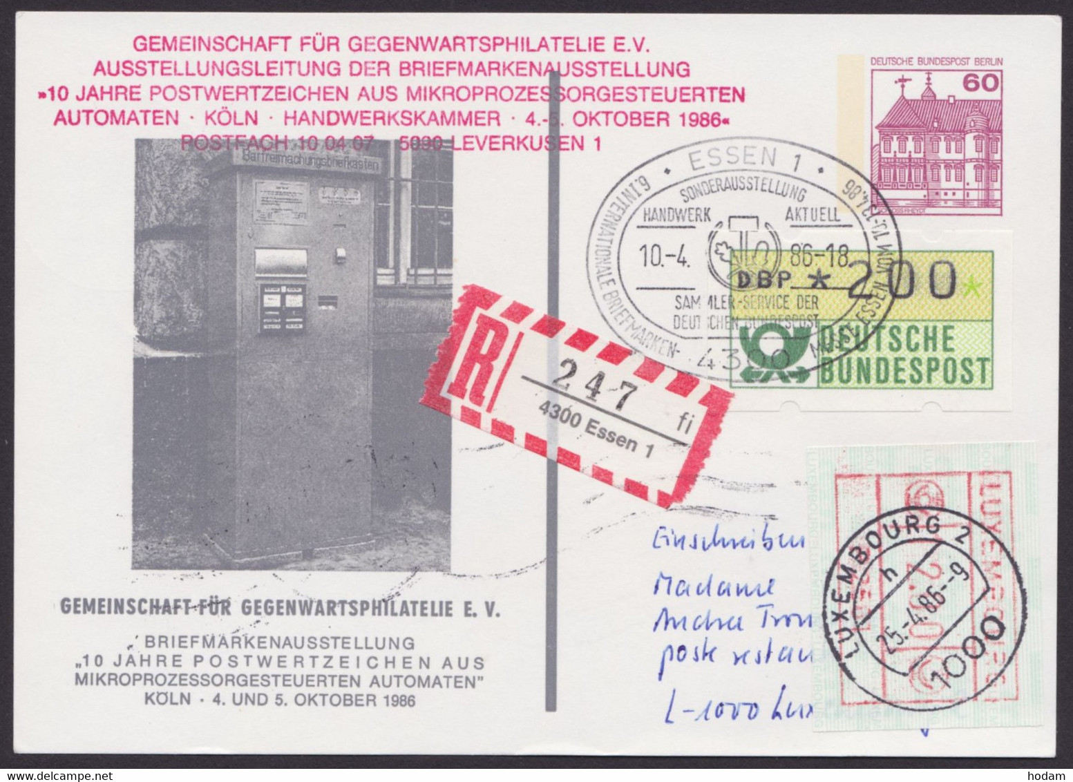 PP 84 D2/11, R-Karte Mit Zusatzfrankatur Nach Luxemburg, Lagergebühr! - Cartes Postales Privées - Oblitérées