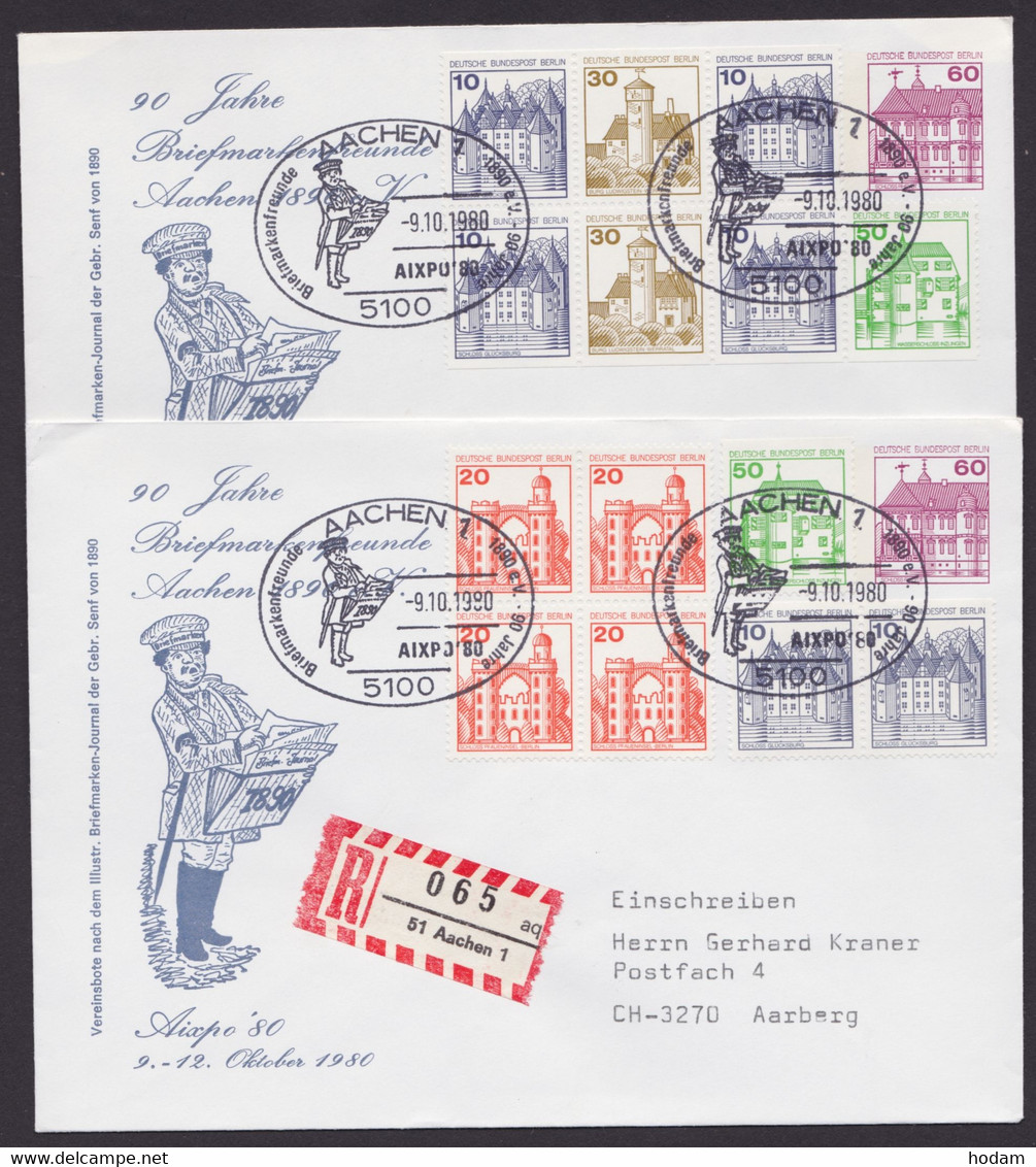 PU 75 D 2/01, 2x Als R- Briefe In Die Schweiz, Ankunft, Gute Zusatzfrankatur - Enveloppes Privées - Oblitérées