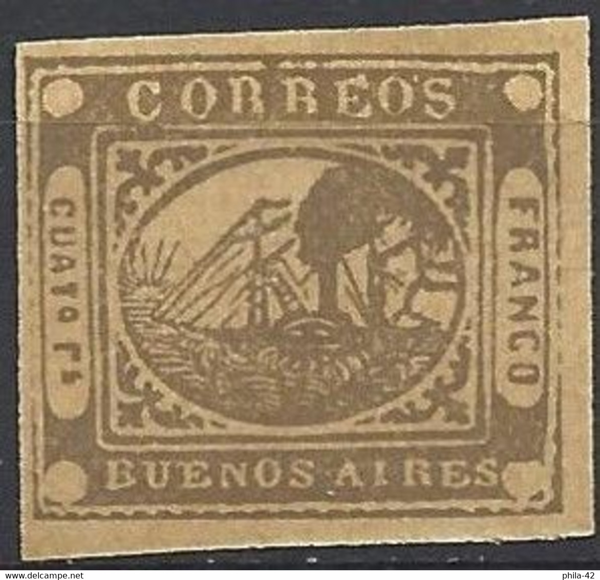 Argentina (Buenos Aires) 1858 - Ship ( Mi BA5 - YT BA5 ) MNG - Oblitérés