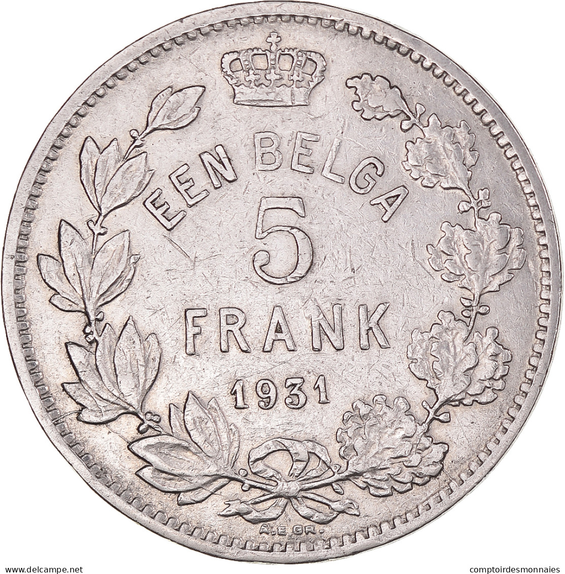 Monnaie, Belgique, Albert I, 5 Francs, 5 Frank, 1931, TTB, Nickel, KM:98 - 5 Francs & 1 Belga