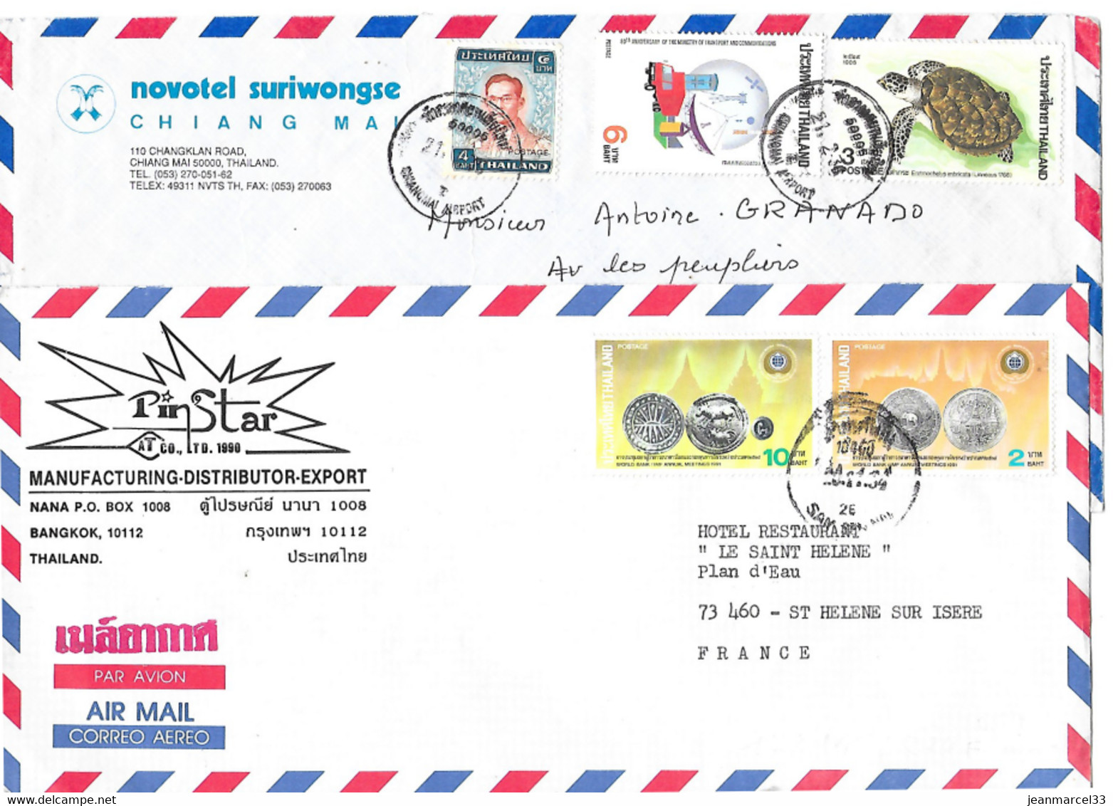 Thailand 2 Enveloppes Changhai Et Bangkok - Brieven En Documenten