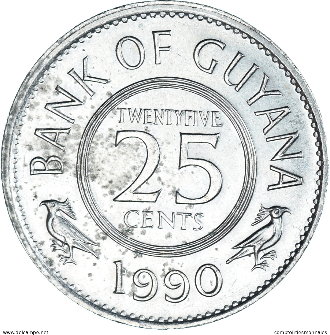 Monnaie, Guyana, 25 Cents, 1990, TTB, Cupro-nickel, KM:34 - Guyana