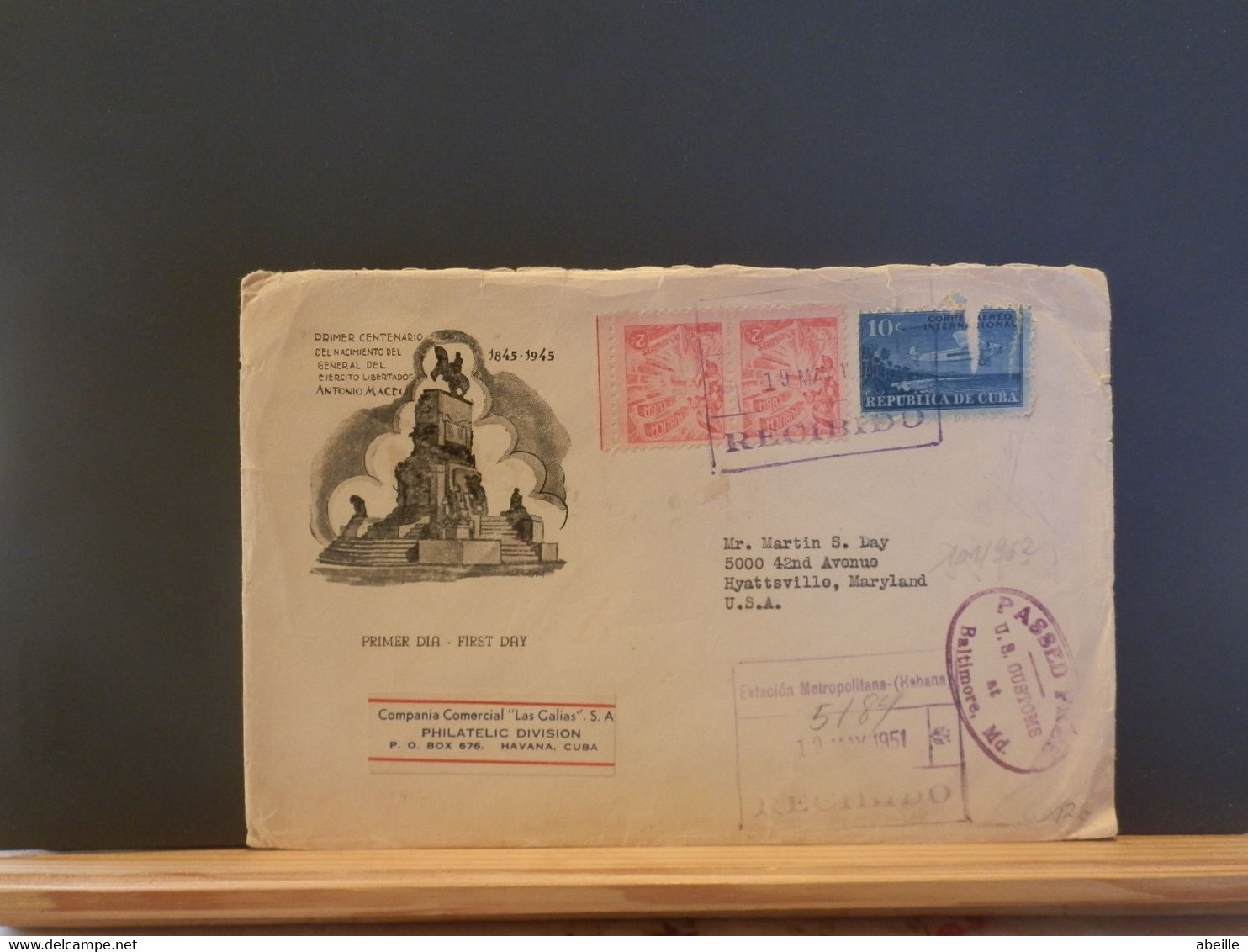 101/963  LETTRE CUBA 1951 POUR USA - Briefe U. Dokumente