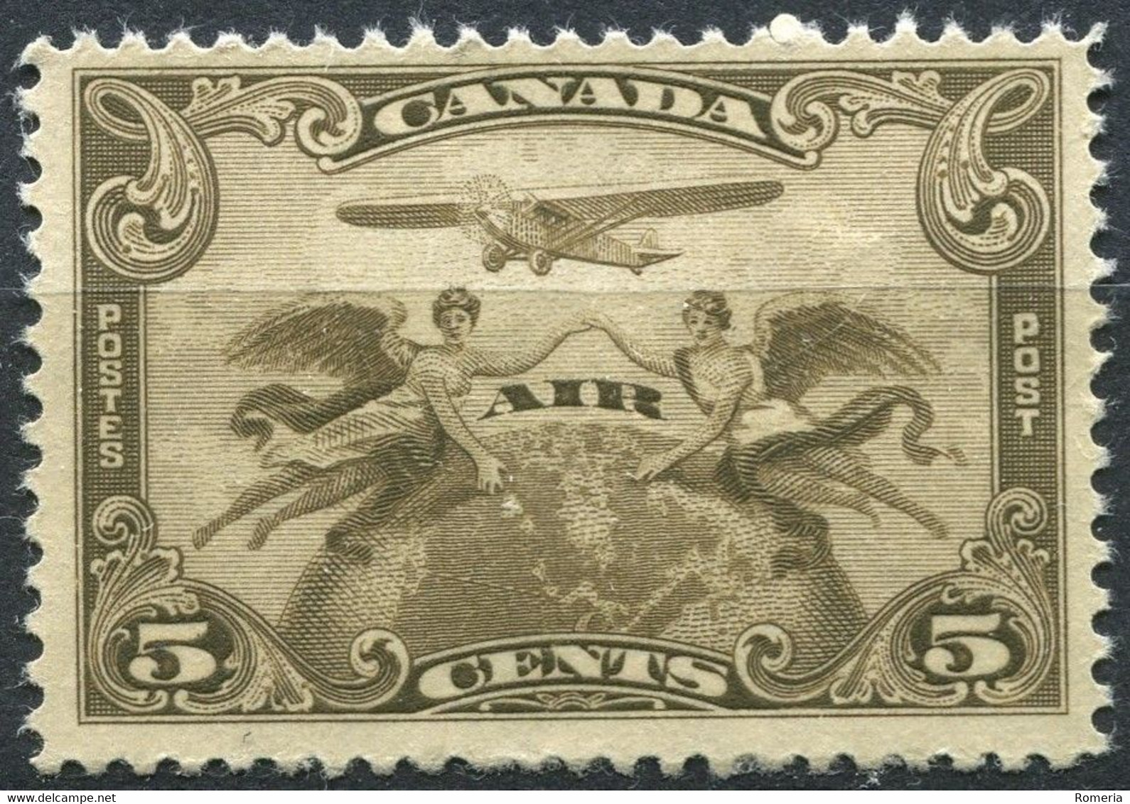 Canada - 1928 - Yt PA 1 - Poste Aérienne - ** Mais Dents Legèrement Rognées Horizontale Bas - Aéreo