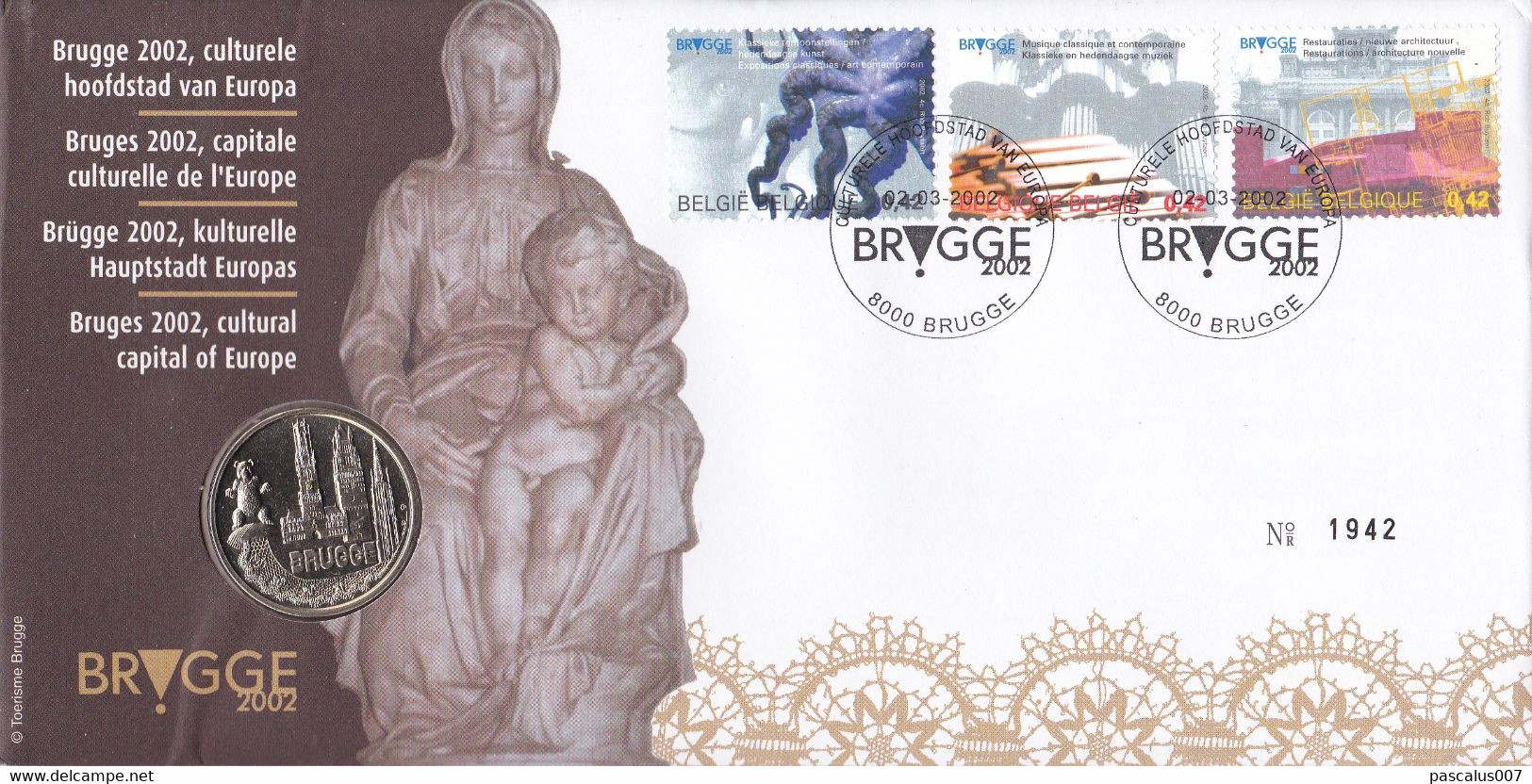 15 3058 3060 NS FDC 1942  Belgique  Numisletter  Europe Culture Bruges 8000 Brugge 2-3-2002 - Numisletter