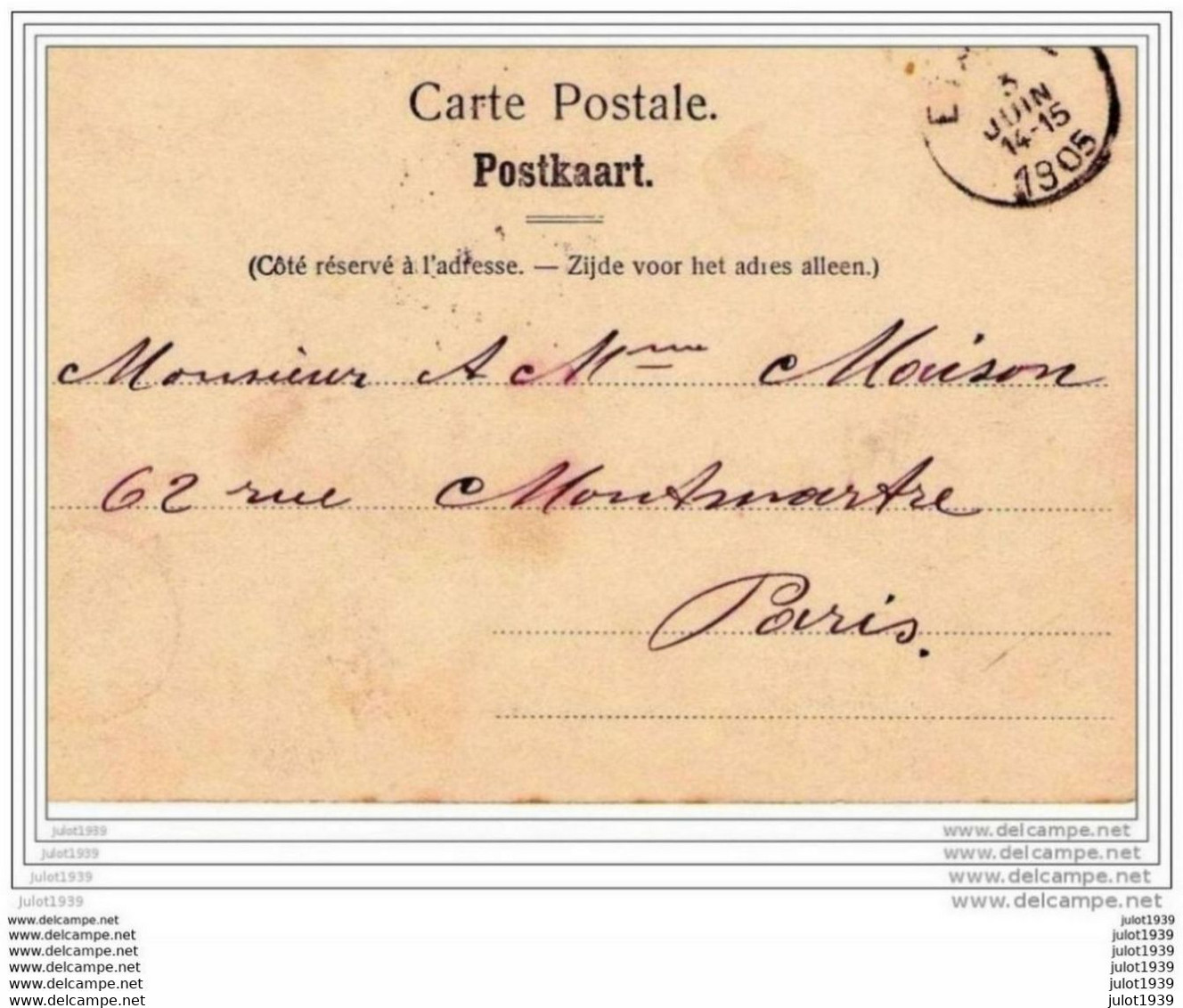 ETALLE ..-- Nels 40 , N° 173 .  Rue Du Moulin . 1905 Vers PARIS ( Mr Mme MAISON ) . Voir Verso . - Etalle