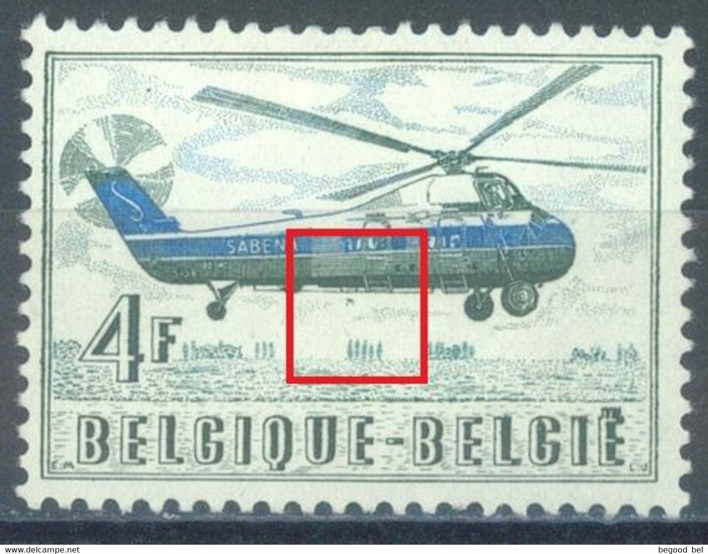 BELGIUM - 1957 - MNH/*** LUXE - SIKORSKY SABENA PARACHUTE SOUS LE VENTRE - COB 1012 Luppi 7 - Lot 25567 - Other & Unclassified