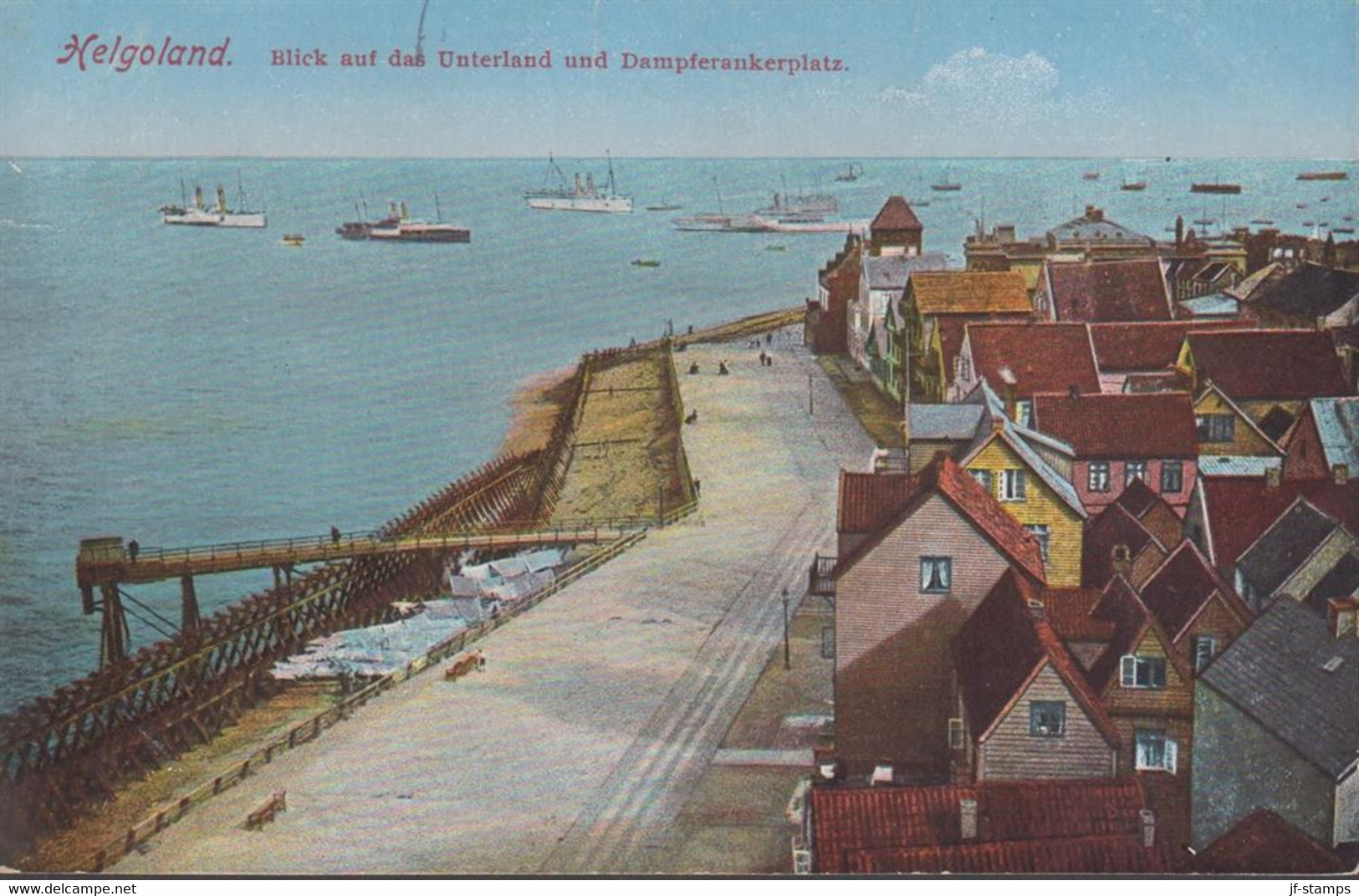 1917. DEUTSCHES REICH. Historical POSTKARTE: Helgoland. Blick Auf Das Unterland Und Dampferankerplatz. Mar... - JF435615 - Heligoland (1867-1890)