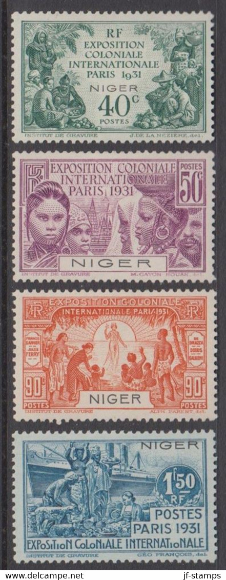 1931. NIGER. EXPOSITION COLONIALE PARIS. Complete Set With 4 Stamps Hinged.  (MICHEL 54-57) - JF527024 - Usati