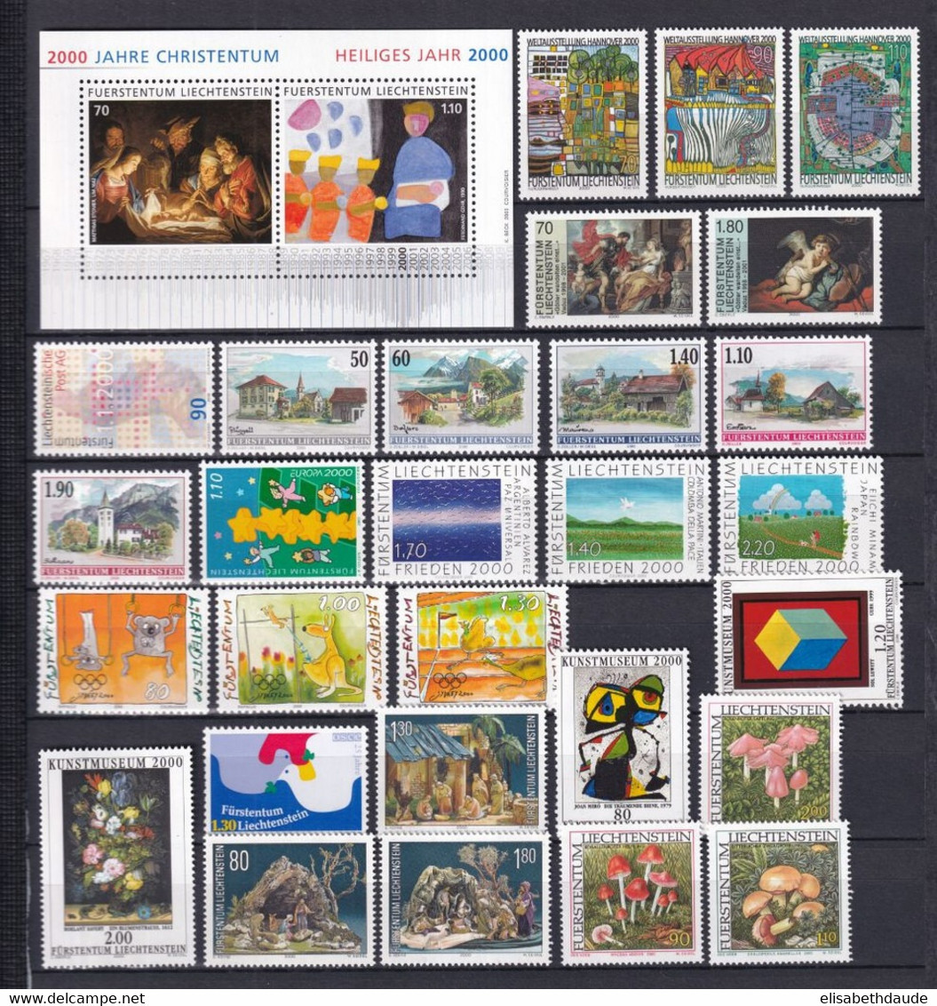 LIECHTENSTEIN - ANNEE COMPLETE 2000 ** MNH - VALEUR NOMINALE (FACIALE) = 37.9 SFr. - Vollständige Jahrgänge