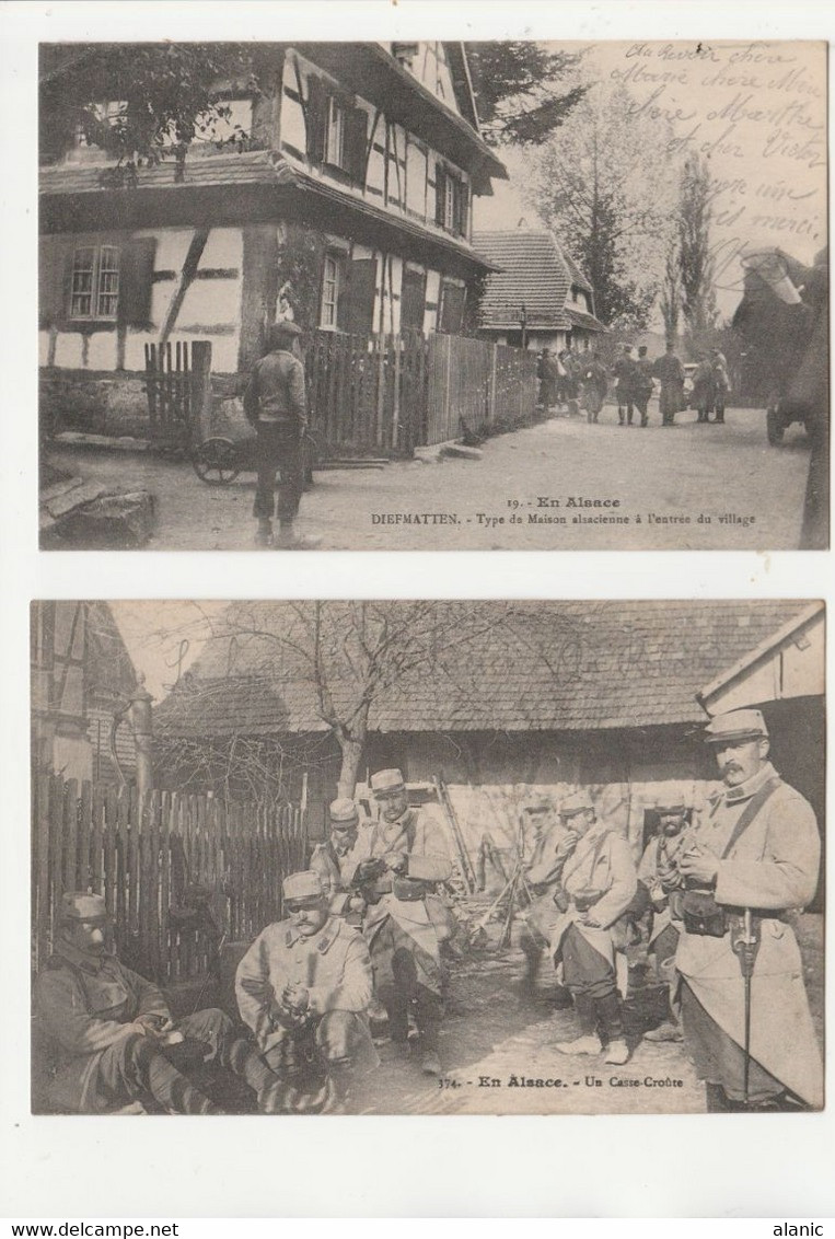 68- Lot De 3 CPA-En Alsace (Voir Descriptif) Guerre 1914/18-DIEFMATTEN+ Douanes Allemandes-Casse Croute+ - Guerra 1914-18