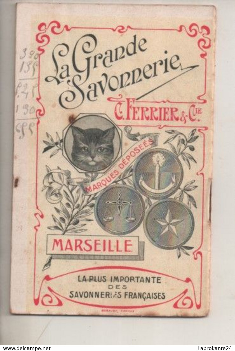 Ref Perso AlbGR : Livret 8 X 12.5 Cm Calendrier 1912 1913 La Grande Savonnerie Ferrier Marseille 24 Pages Savon Le Chat - Small : 1901-20